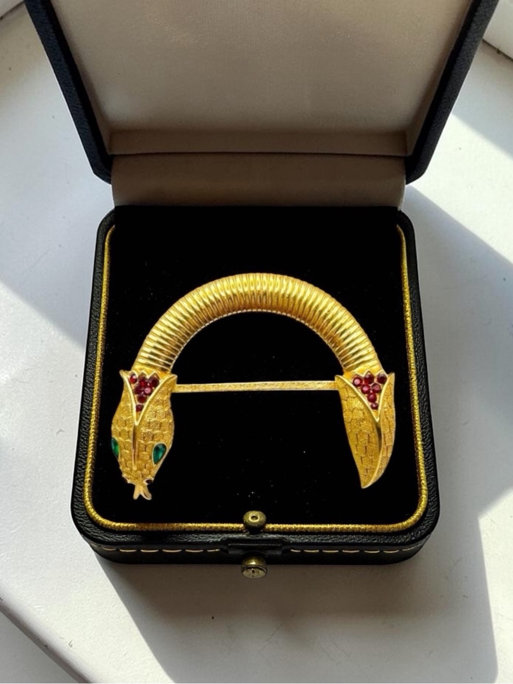 1950s Trifari Alfred Philippe Gold Gripoix Jewel of India Moghul Snake Brooch